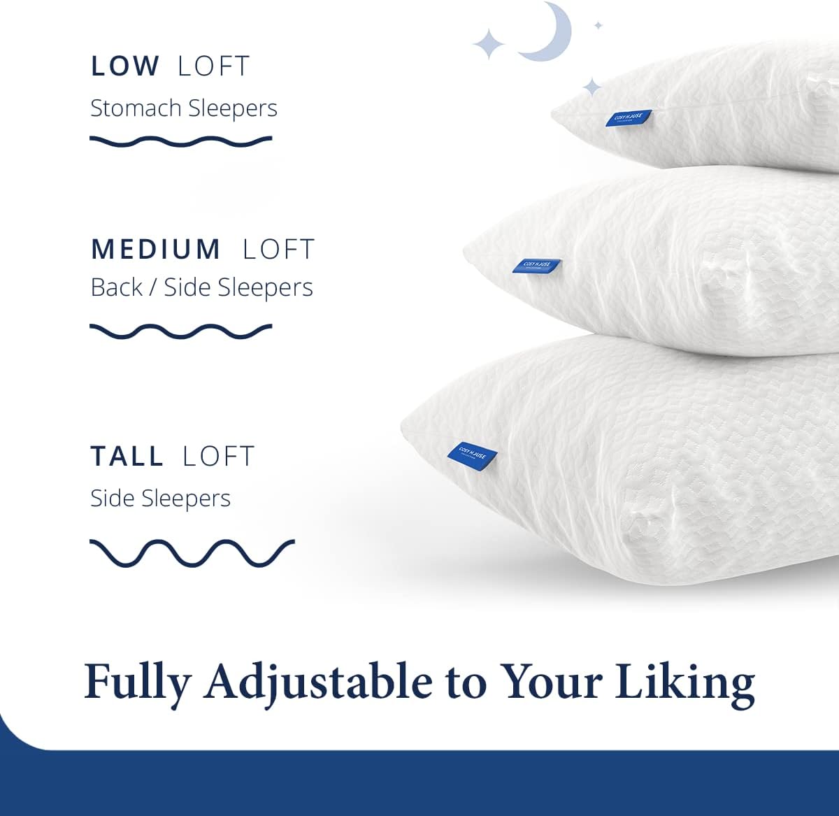 Cosy House Collection Luxury Rayon Derived from Bamboo Memory Foam Pillow | Adjustable & Removable Fill - Cool & Breathable Cover with Zipper for Side, Back, & Stomach Sleepers (King) - Image 3