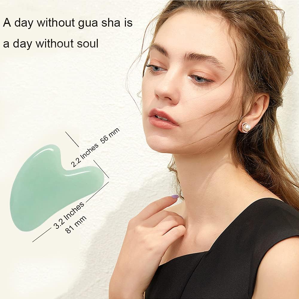 Gua Sha, Jade Stone Gua Sha Massage Tool, Guasha Tool for Face and Body Skin Massage. Gua Sha Set for Toxins Prevents Wrinkles for SPA Acupuncture, Therapy Trigger Point Treatment. - Image 5