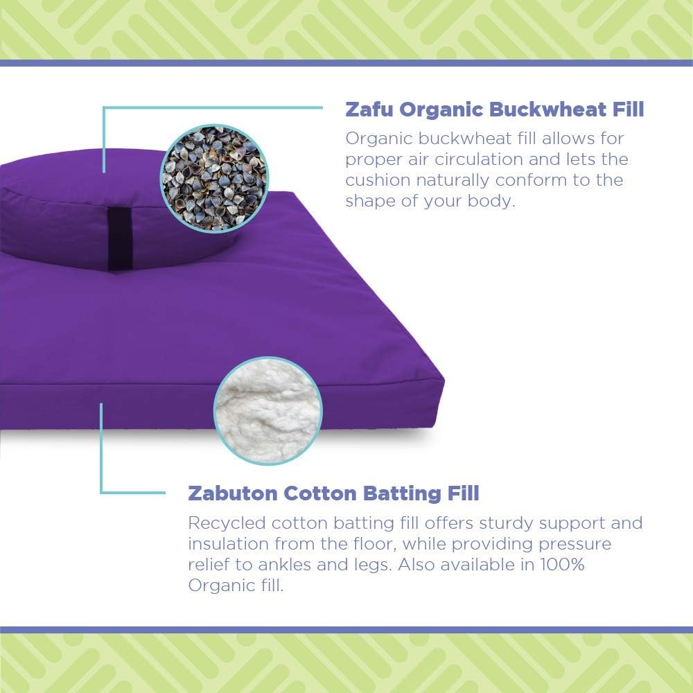 Meditation Cushion Mat Set HEMP - Round Zafu Floor Pillow Organic Buckwheat Pillow + Cotton Filled Zabuton Prayer Pad - Meditation Pillow Yoga Knee Pad - Made in USA - 14" Round, NATURAL Hemp - Image 5