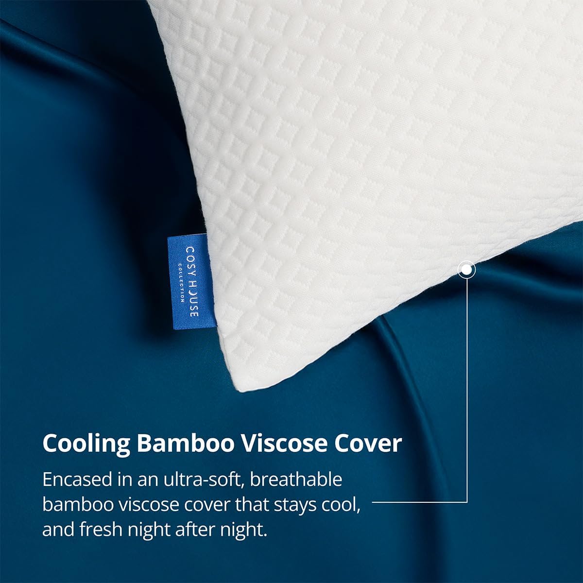 Cosy House Collection Luxury Rayon Derived from Bamboo Memory Foam Pillow | Adjustable & Removable Fill - Cool & Breathable Cover with Zipper for Side, Back, & Stomach Sleepers (Queen) - Image 4