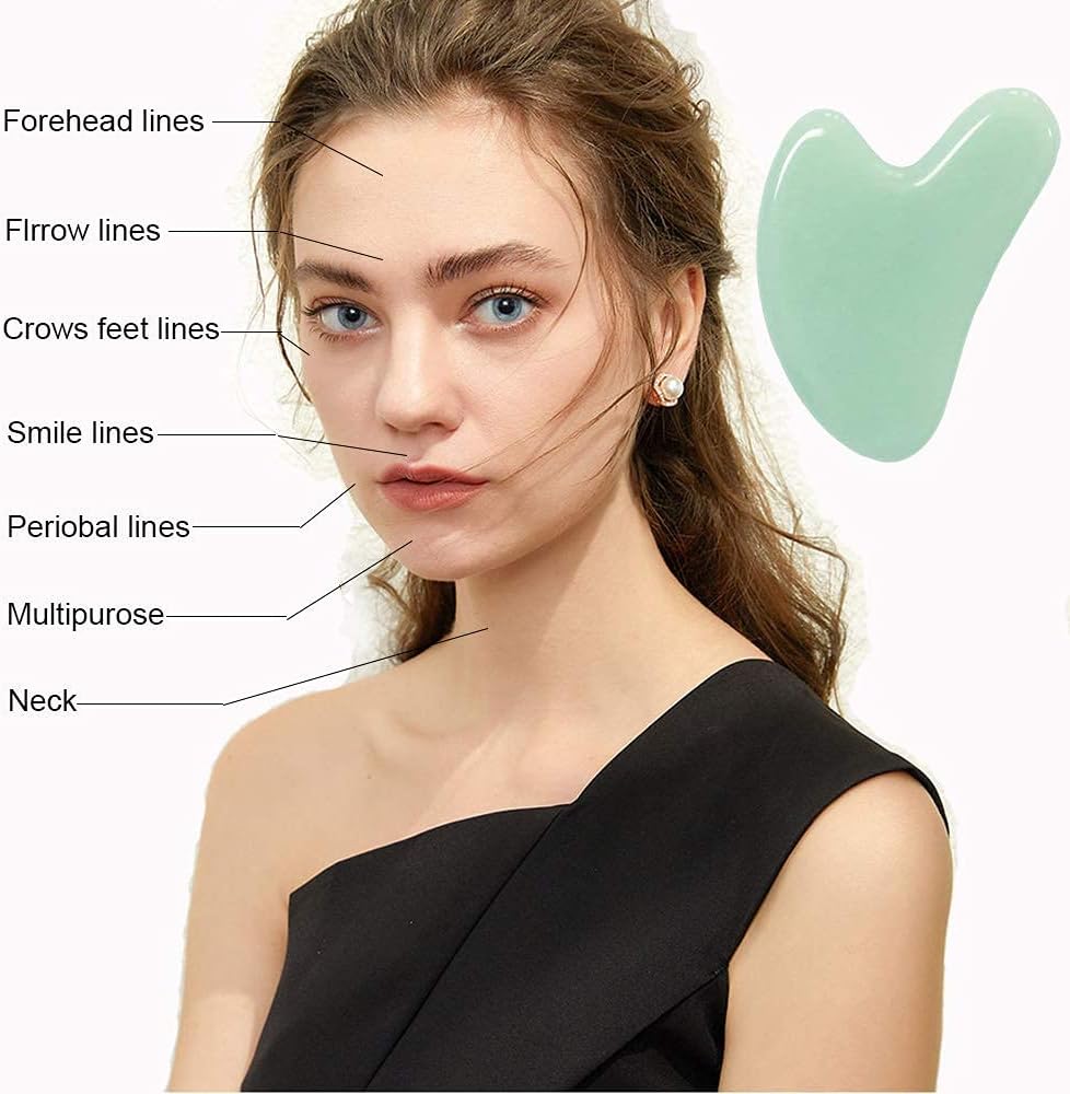 Gua Sha, Jade Stone Gua Sha Massage Tool, Guasha Tool for Face and Body Skin Massage. Gua Sha Set for Toxins Prevents Wrinkles for SPA Acupuncture, Therapy Trigger Point Treatment. - Image 4