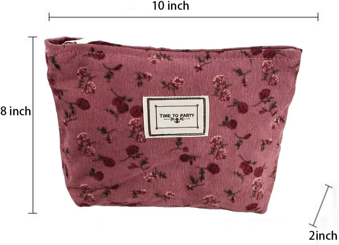 Cosmetic Bags for Women, Large Floral Makeup Bag for Purse, Dark Red Rose | Travel Toiletry Zipper Canvas Pouch, Bag Organizer for Travel Essentials, Make Up Brushes Storage, Purse Organizer Pouches - Image 6