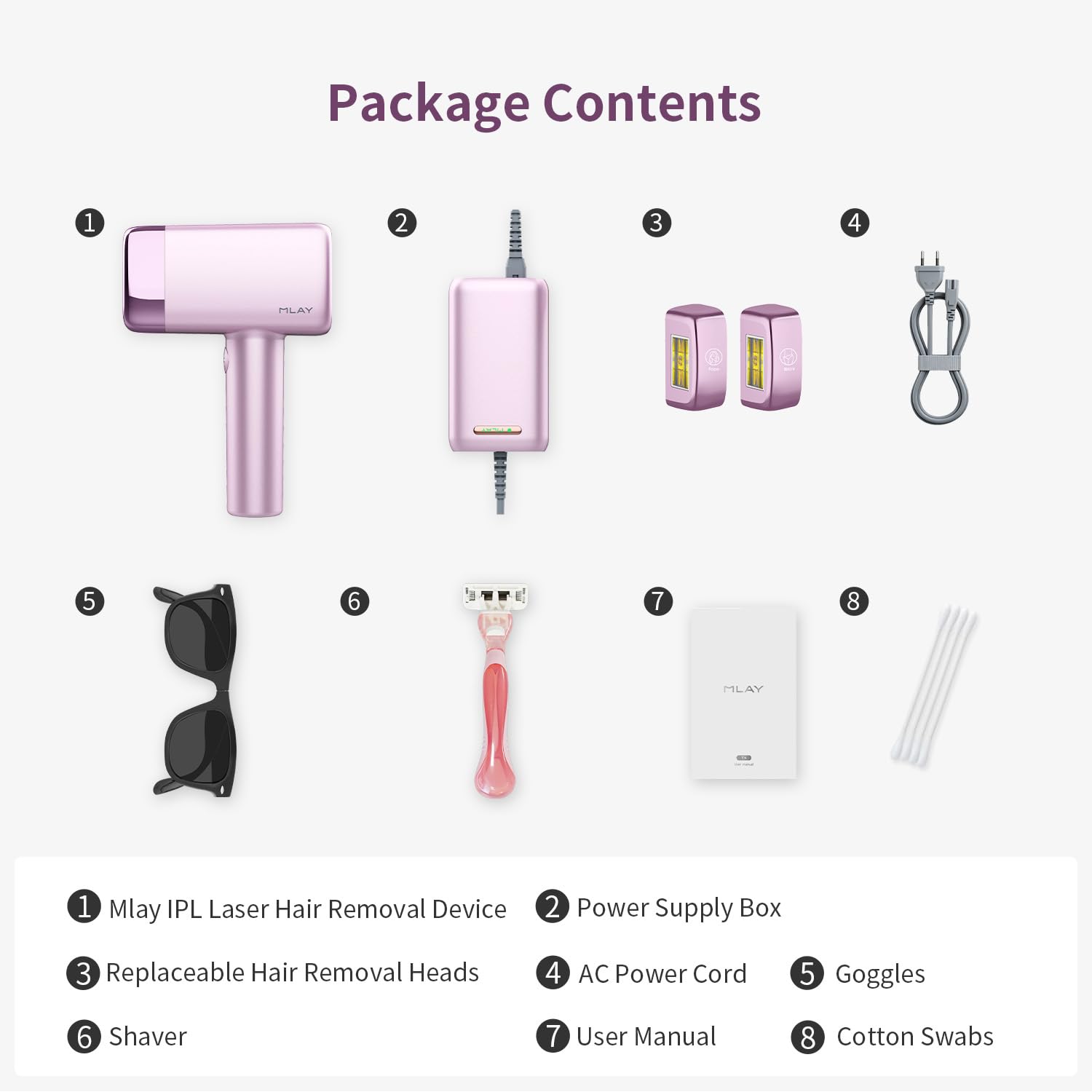 MLAY IPL Laser Hair Removal, Hair Removal Device with Ice Cooling Painless Hair Removal for Women & Men, Permanent Hair Removal at Home for Arms Armpits Face Legs Bikini Line, 5 Energy Levels, 2 Heads | T14 Hair Removal 1,500,000 Flashes Permanent Hair Removal at Home for Arms Armpits Face Legs Bikini Line, with HR BK FC Heads - Image 9