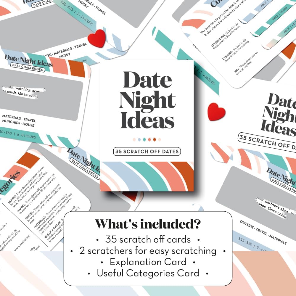 35 Scratch Off Date Night Ideas, Couples Gifts for Him, Her, Girlfriend, Boyfriend, Wife or Husband - Women or Men Anniversary Card Game, Engagement Gifts for Couples, Bridal Shower, Wedding, Birthday - Image 5