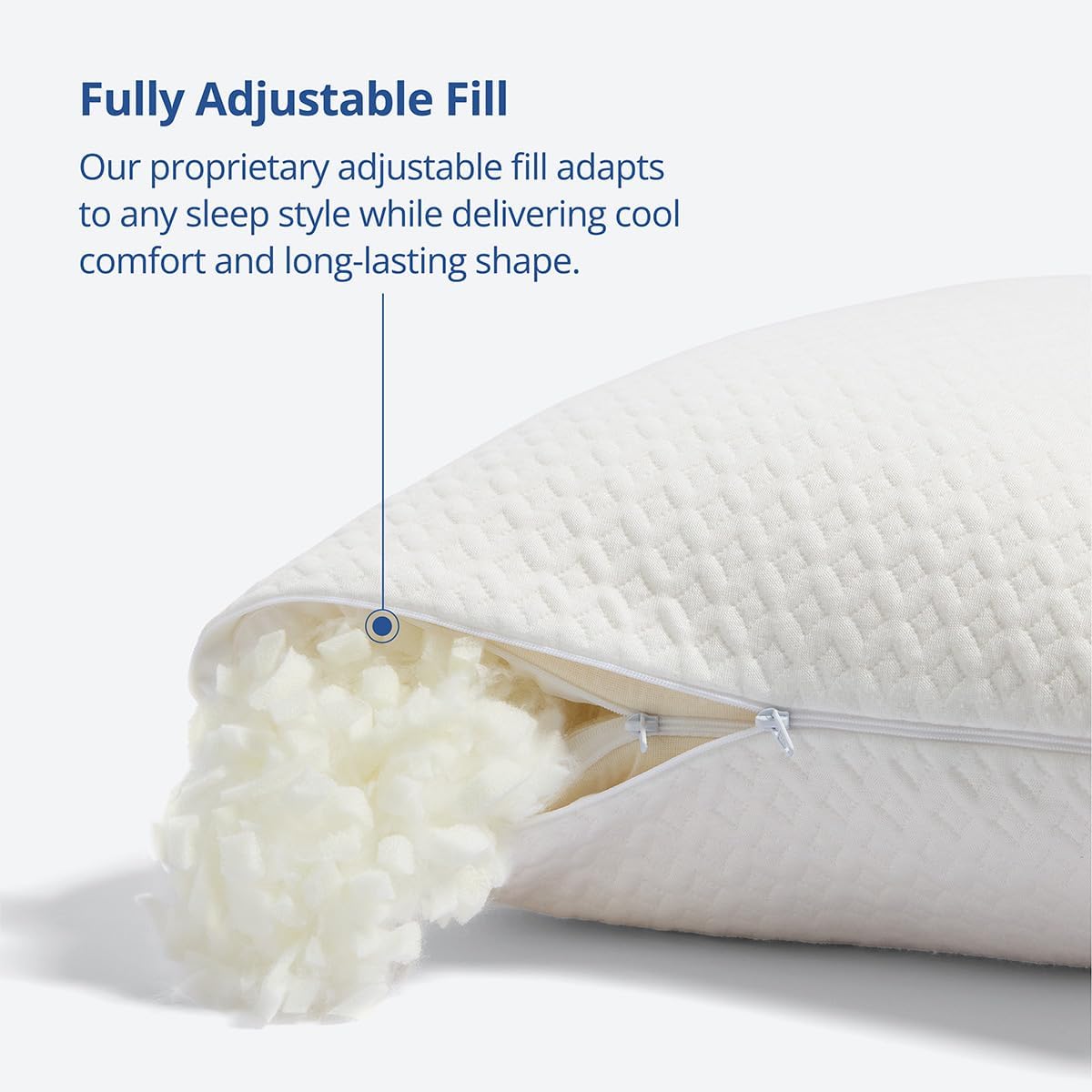 Cosy House Collection Luxury Rayon Derived from Bamboo Memory Foam Pillow | Adjustable & Removable Fill - Cool & Breathable Cover with Zipper for Side, Back, & Stomach Sleepers (Queen) - Image 3