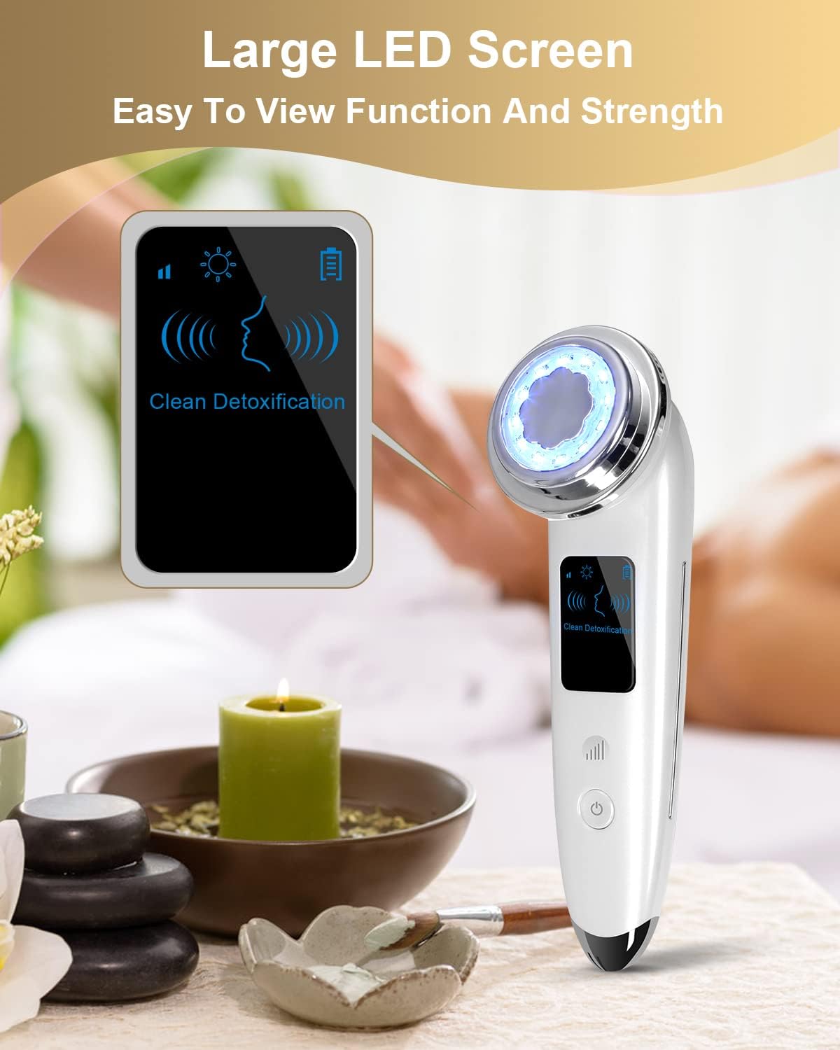 Face Massager Electric Face Lifting 4 in 1 Facial Massager Anti Aging Skin Tightening Firming Skin Care Tools (White) - Image 3