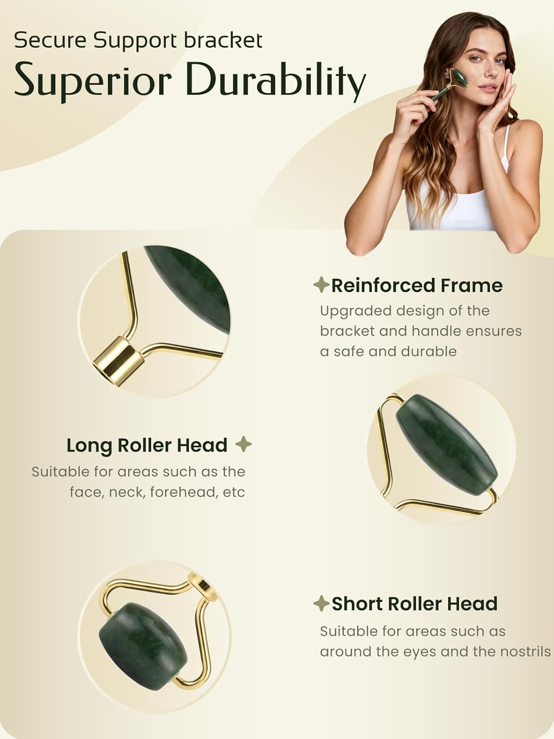 Face Roller & Gua Sha Facial Tools, Face Massager for Self Care, Jade Roller for face, Jawline Sculpting and Puffiness Reducing - Image 4