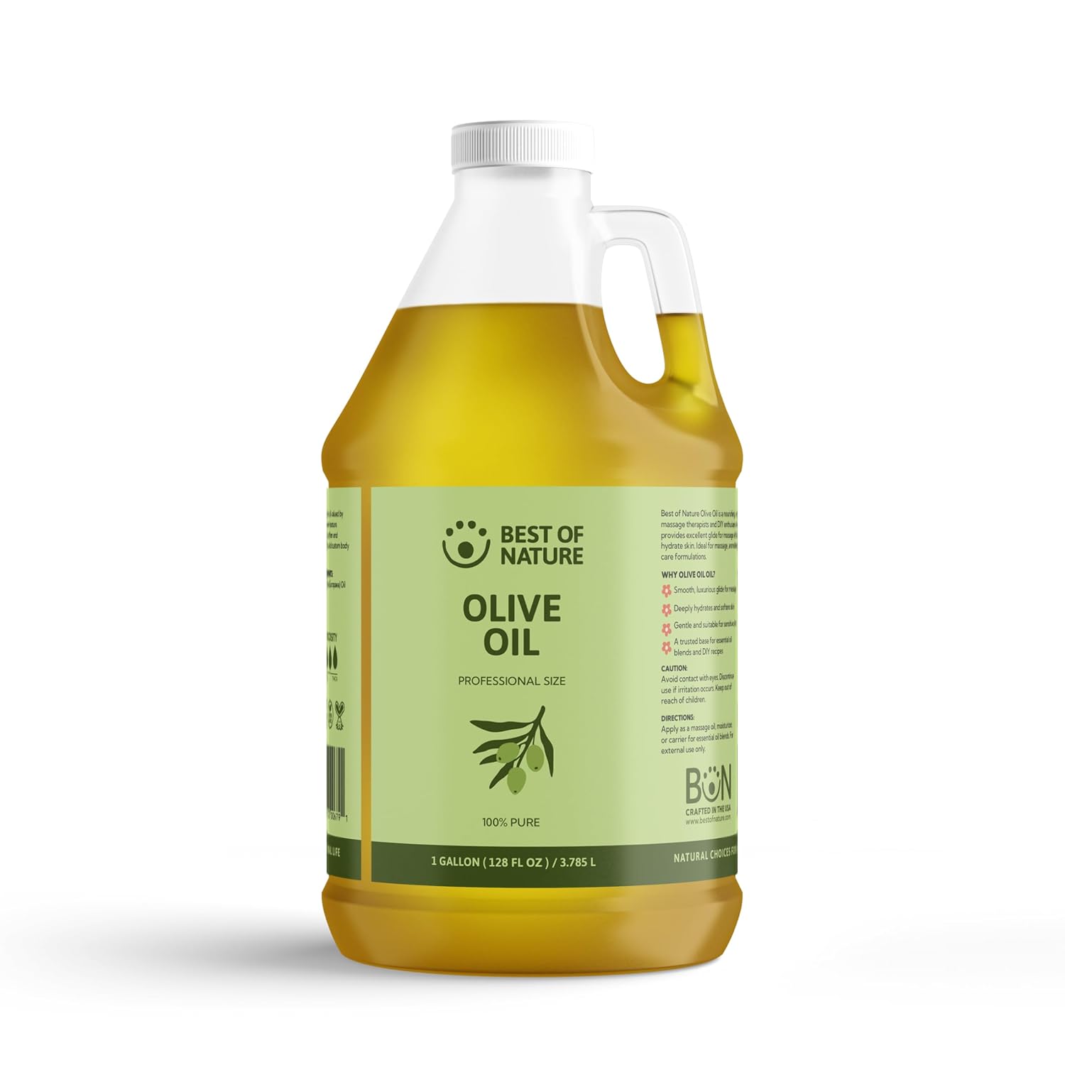 Best of Nature 100% Pure Olive Massage & Body Oil – Cold Pressed, Natural & Unscented Moisturizer for Skin, Hair & Bath, 1 Gallon (128 fl oz)