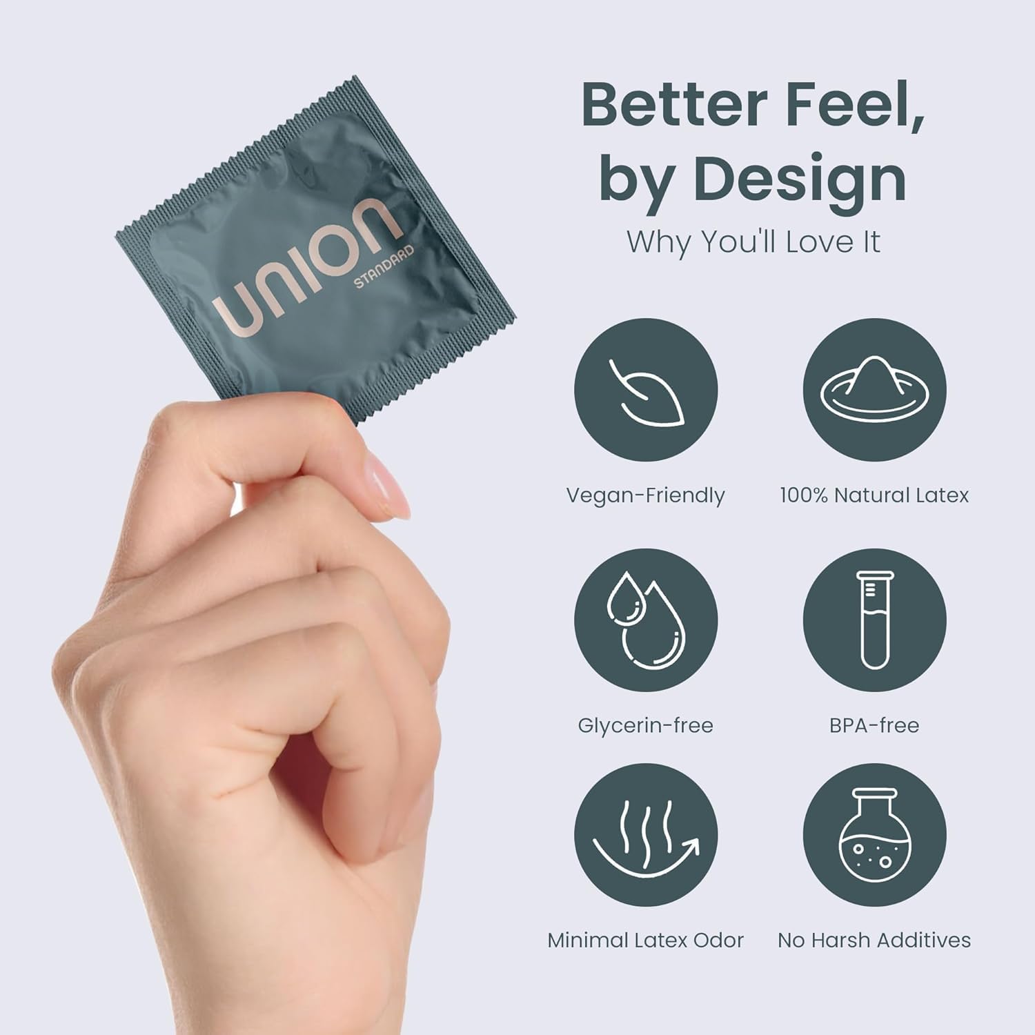 UNION STANDARD Condoms - Ultra-Thin Natural Latex - Medium 54mm, 12 Count | Lightly Lubricated, Vegan-Friendly, Body-Friendly, Medium Size for Natural Feel and Comfort, Flared Head, Flexible Design - Image 2