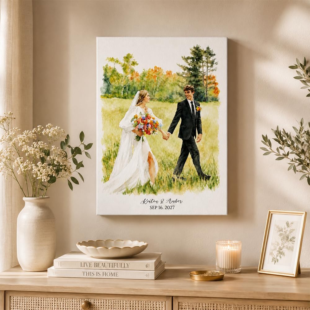 Noni Custom Watercolor Couple Portrait From Photo, Hand Painted Wedding Keepsake Gift for Couples, Parents, Engagement and Home Wall Art 2 - Image 2