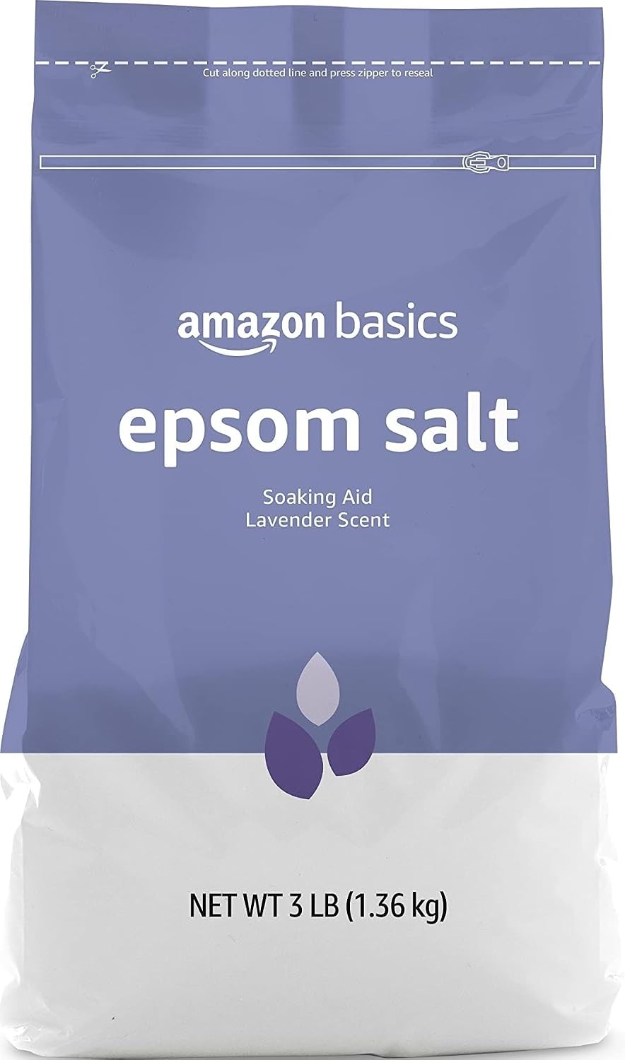 Amazon Basics Epsom Salt Soaking Aid, Lavender Scented, Relax & Relief, Resealable, 3 Pound, 1-Pack (Previously Solimo)