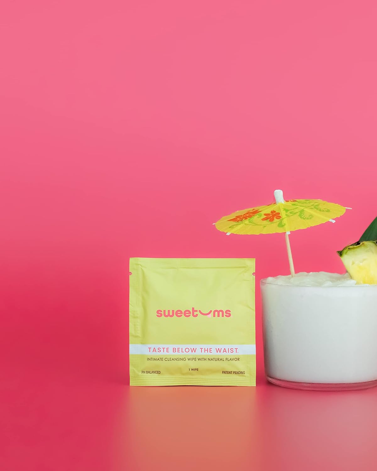 Sweetums Feminine Wipes for Women, Pina Colada, pH Balanced - Pack of 10 | Individually wrapped, pH balanced flavored wipes for women designed for on-the-go freshness and convenience - Image 4