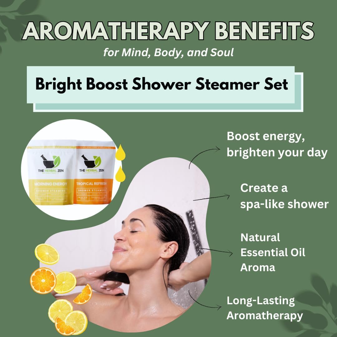 The Herbal Zen Shower Steamers Aromatherapy Gift for Women & Men - 20 Ct | Morning Energy + Tropical Refresh | Rereshing Shower Bomb Tablets | Natural Essential Oils for Relief & Relaxation | USA Made - Image 3