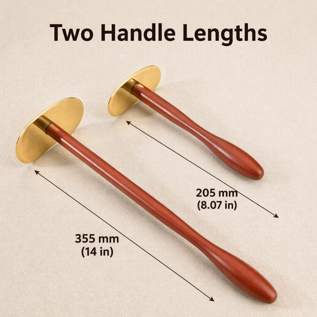 Brass Gua Sha Board with Long Handle, Self-Scraping Massage Tool for Home Use, Full Body Back Gua Sha Scraper with Rosewood Handle (Short Handle) - Image 3