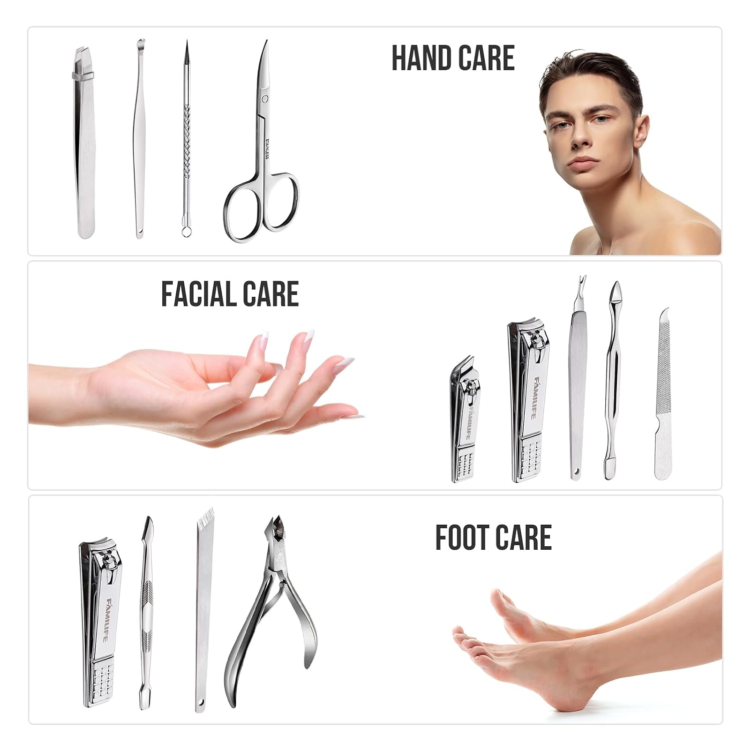Manicure Set, Nail Professional Kit Manicure Kits Nail Clipper Sets, 13PCS Stainless Steel Pedicure Sets Mens Grooming Tool, with Brown Leather Travel Case for Men - Image 9