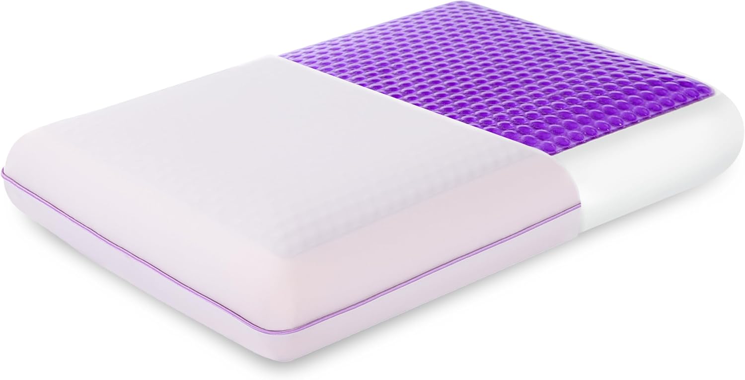 EGOHOME Cooling Gel Memory Foam Pillow, Reversible Design, Neck Support | For Side, Back & Stomach Sleepers, Removable Machine Washable Cooling Cover, All-Season Comfort, Standard Size, Purple