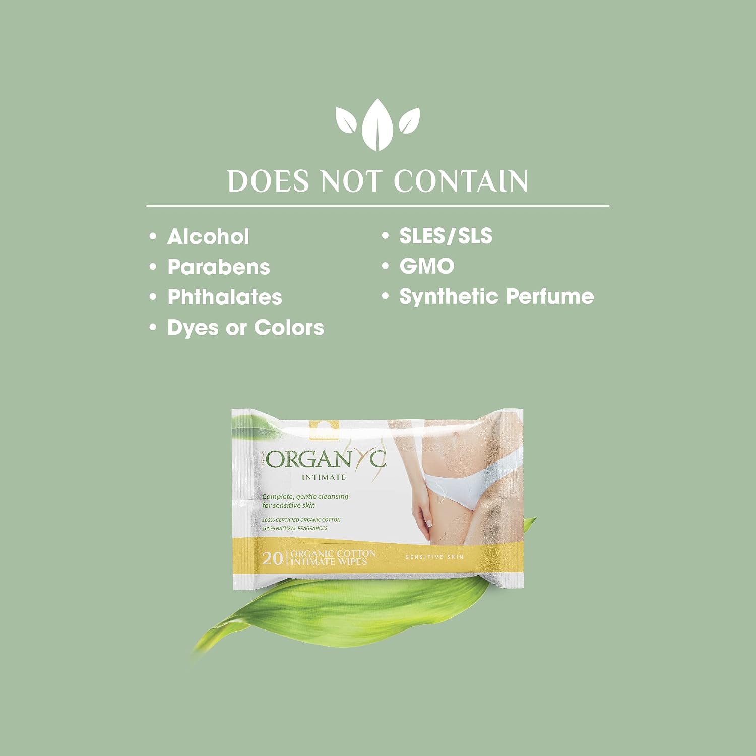 Organyc - Made with Organic Cotton Intimate Wet Wipes For Sensitive Skin, pH Balanced, No Parabens, Alcohol, or Chlorine, 20 Count (Pack of 1) - Image 5