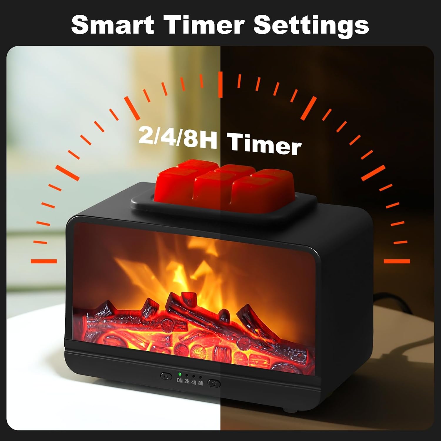 Flame Fireplace Wax Melt Warmer,Scentsy Wax Warmer with Timer, Electric Wax Warmer for Scented Wax with PTC Heating Plate, Wax Burner for Women Gifts & Home Decor(Black) - Image 3