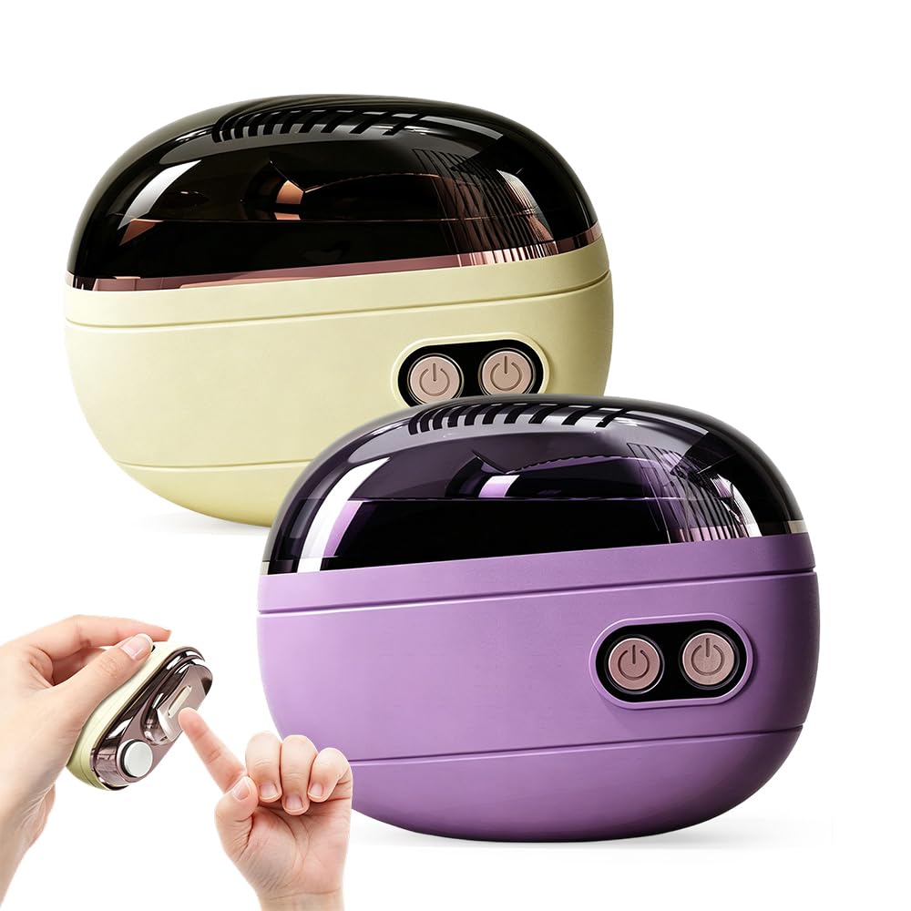 2-in-1 Smart Electric Nail Clipper & Polisher, Rechargeable Automatic Nail Clipper, Automatic Nail Trimmer with Debris Container and LED Light, Nail Grinder for Adults and Seniors, Mix, 2PCS