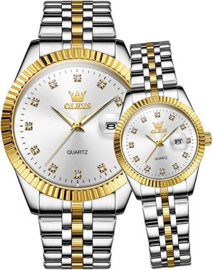 OLEVS Valentines Couple Watch Luxur...