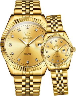OLEVS Valentines Couple Watch Luxur...