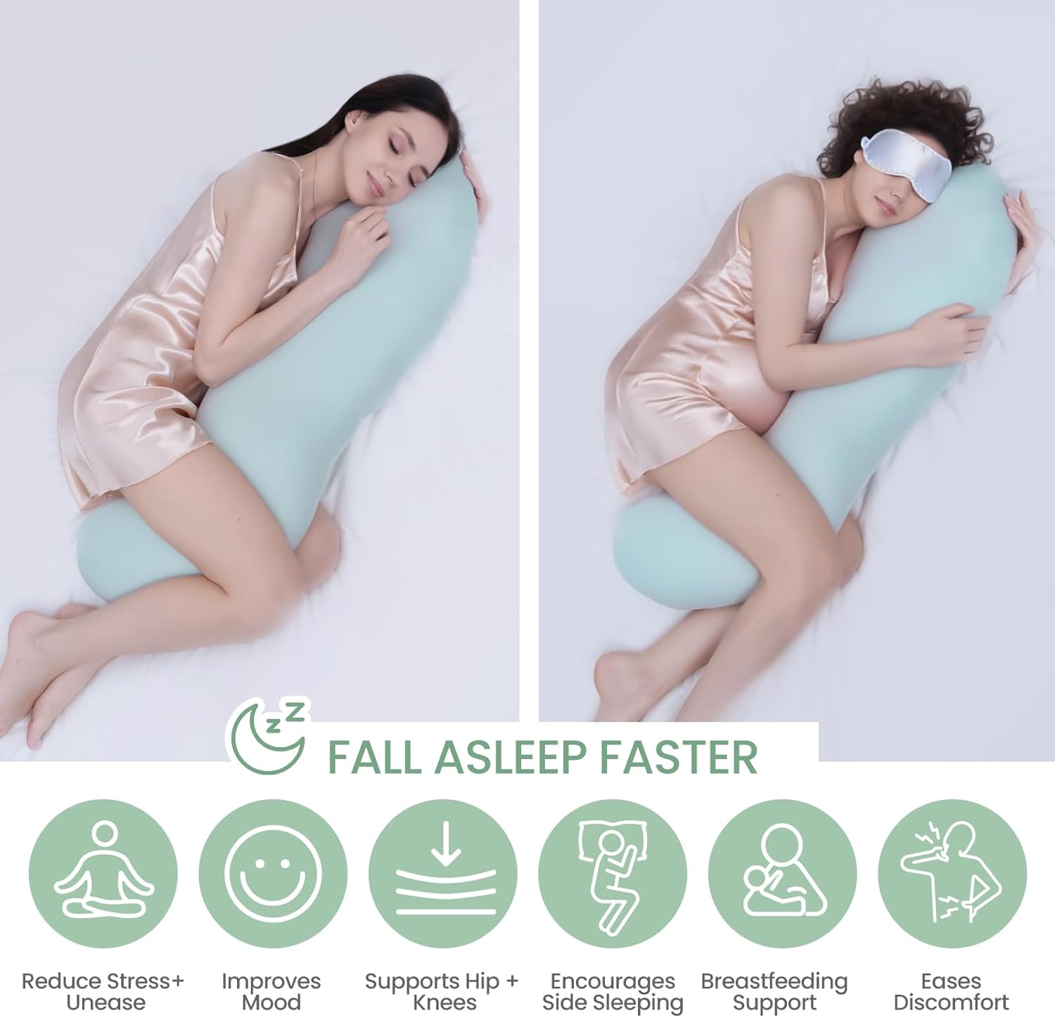 Body Pillows for Adults, Full Body Pillow for Side Sleepers, Long Body Pillow for Bed, Pea Pod Shape Long Pillow for Pregnancy Sleeping Full Body Support - Image 8