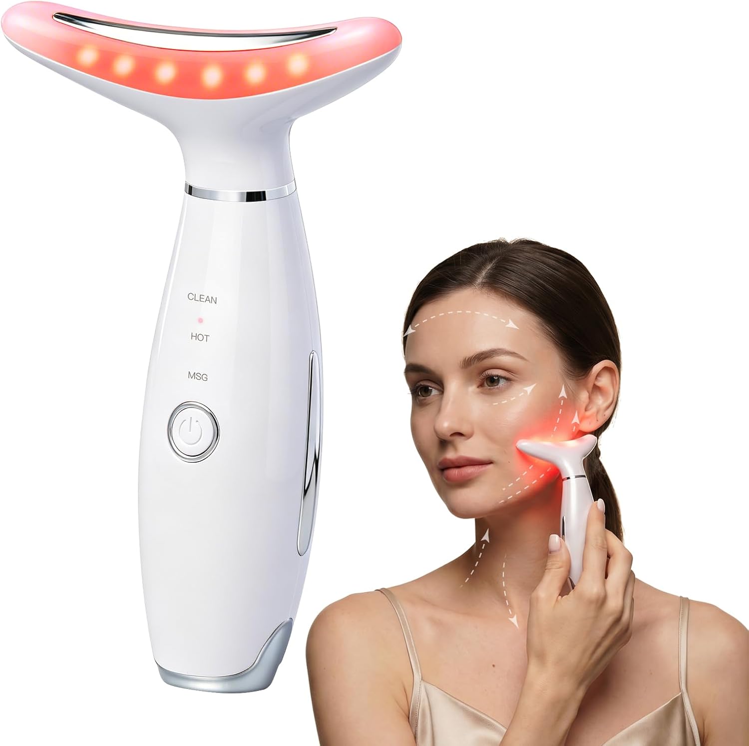 Neck Face Massager Tool, 3-in-1 Portable Facial Massager, Face Sculpting Tool at Home for Skin Care with Vibration (White)