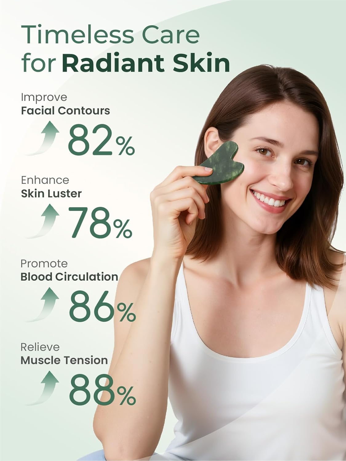 Gua Sha Facial Tools, Natural Jade Stone Guasha Tool for Face Acupuncture Therapy Trigger Point Treatment, Gua Sha Scraping Massage Tool (Green) - Image 2