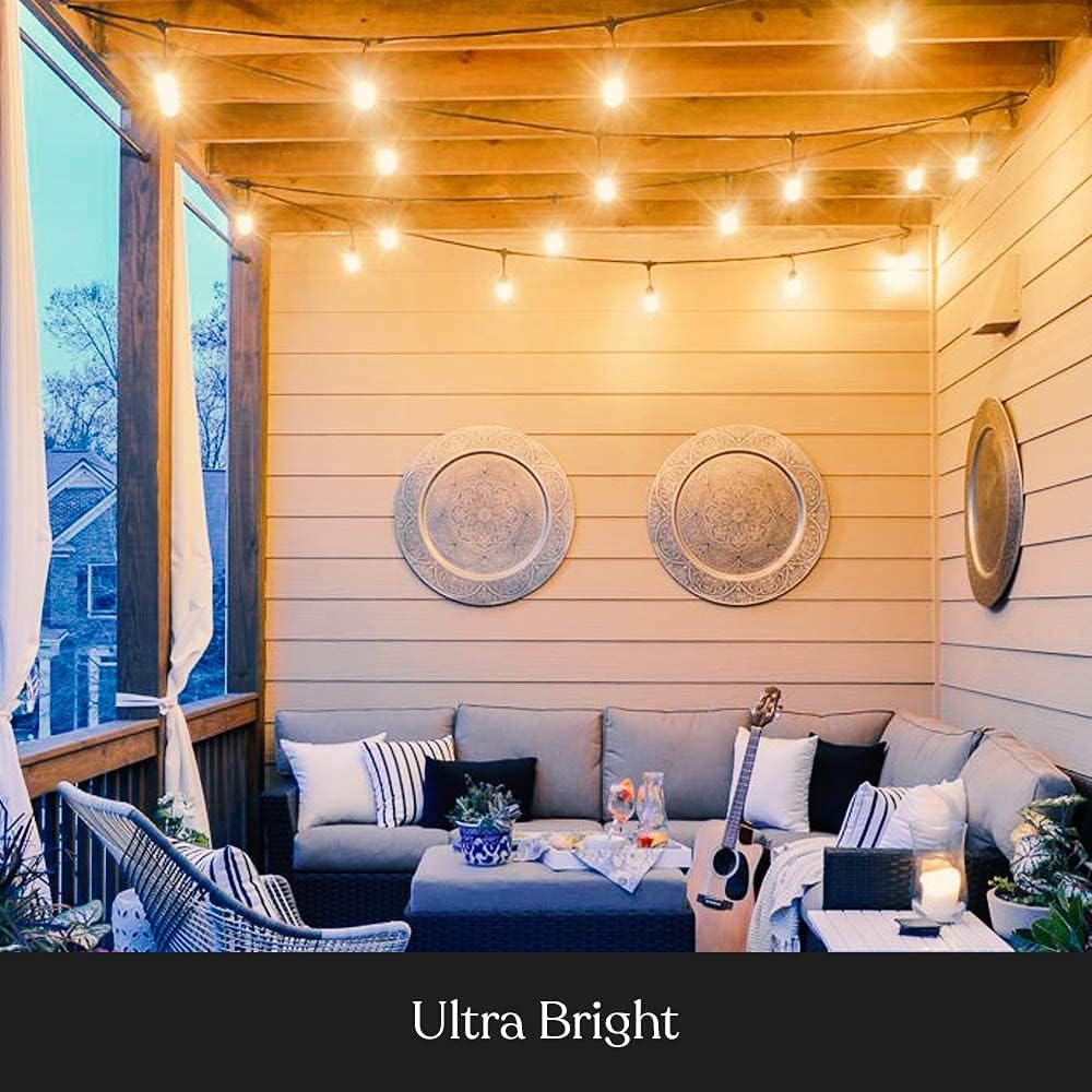 Brightech Ambience Pro Incandescent Outdoor String Lights - Commercial Grade Waterproof Patio Lights with 48 Ft Dimmable Edison Bulbs, Porch String Lights for Patio, Backyard - 15 Bulbs 11W - Image 4