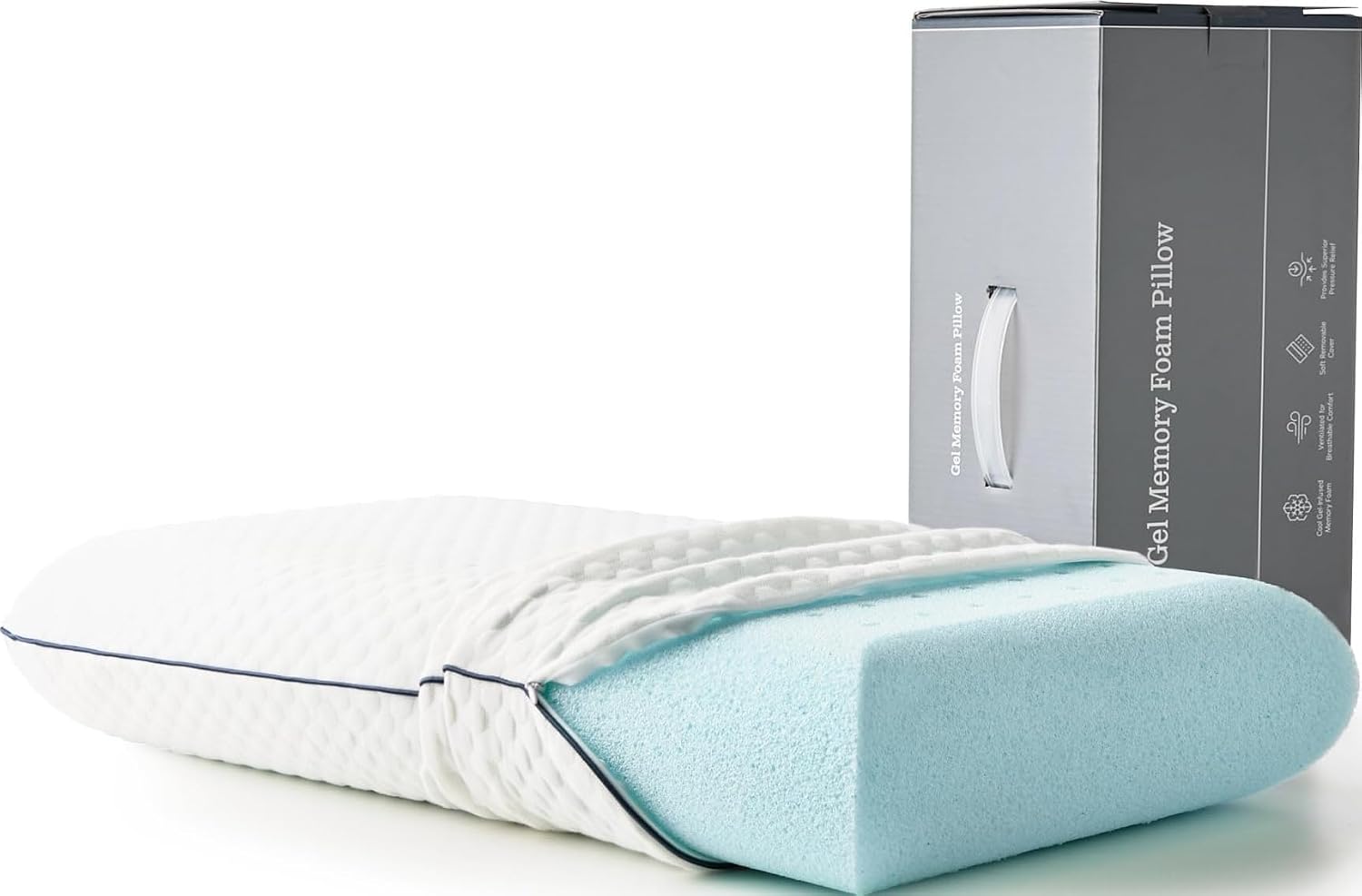 Weekender Cooling Gel Memory Foam Pillow for Sleeping – King Size, Ventilated Cooling Pillow for Side & Back Sleepers, Neck & Shoulder Support, Medium Firm, Washable Cover