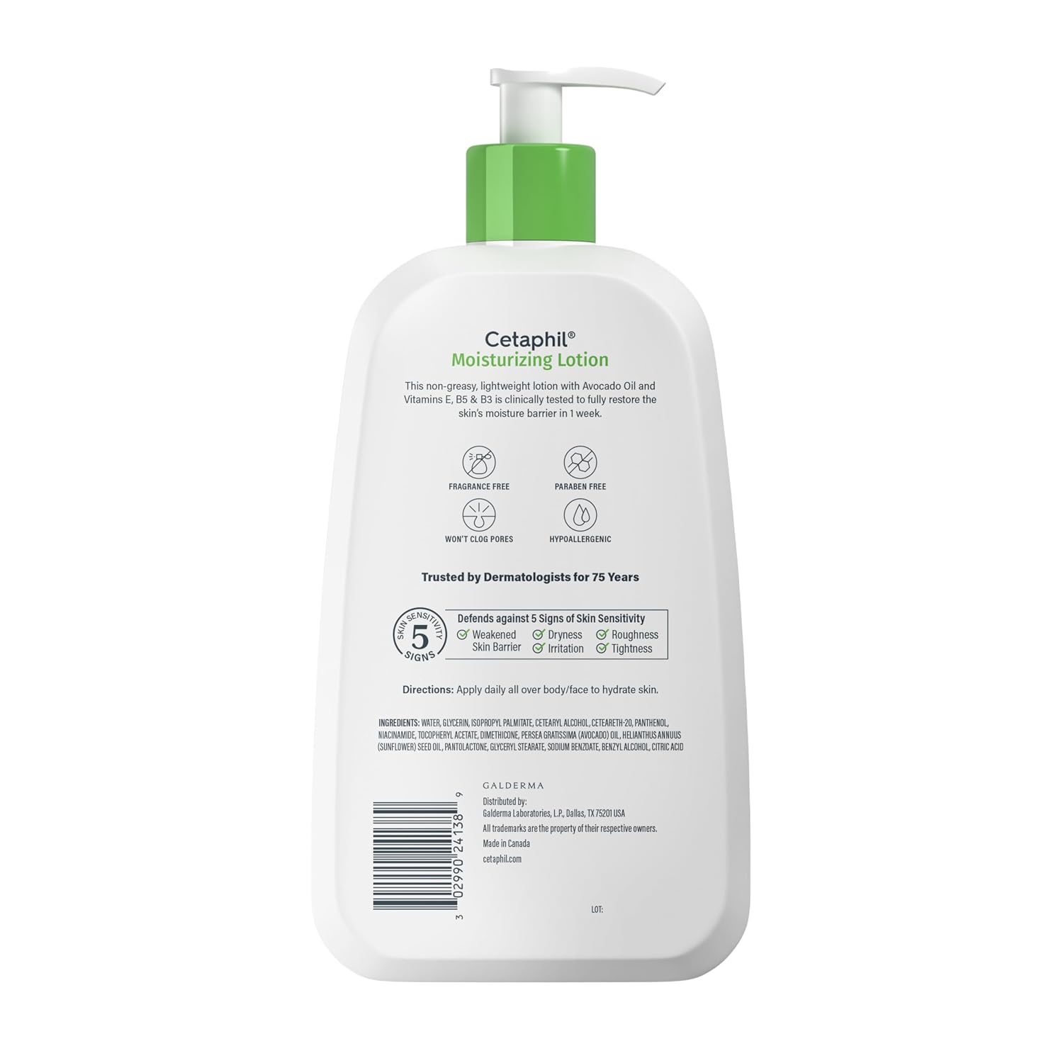 Cetaphil Moisturizing Face & Body Lotion, Sensitive Skin, 20oz | Fragrance-Free, Hypoallergenic, Non-Comedogenic, Hydrates Dry Sensitive Skin, Dermatologist Recommended, Large 20 Oz - Image 10