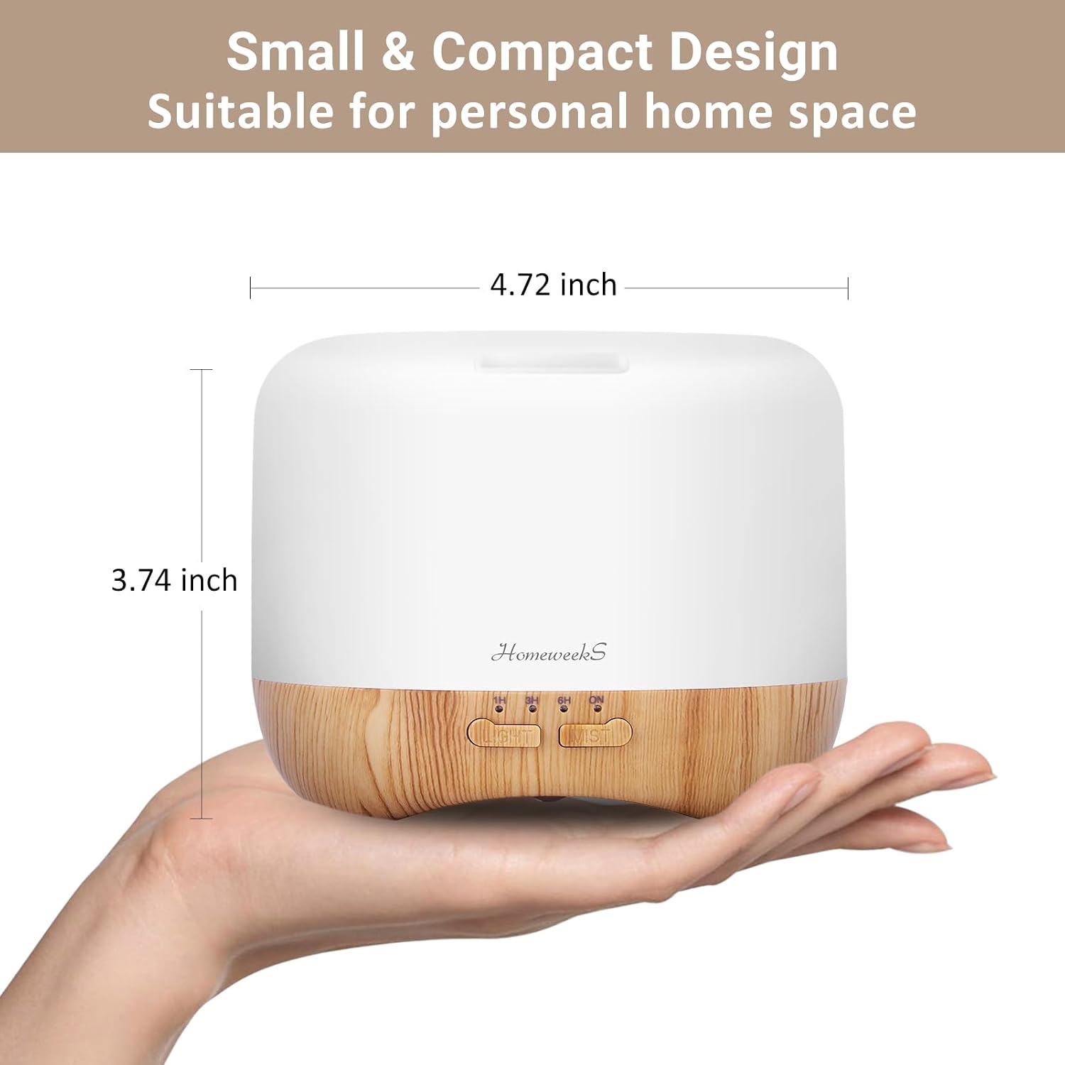 Homeweeks Essential Oil Diffuser for Room Aromatherapy Scent Diffuser | Auto Off Ultrasonic Aroma Fragrance Diffuser for Bedroom Office, Remote Control, 7 Colors Light, Cool Mist, Timer 300 ML - Image 3