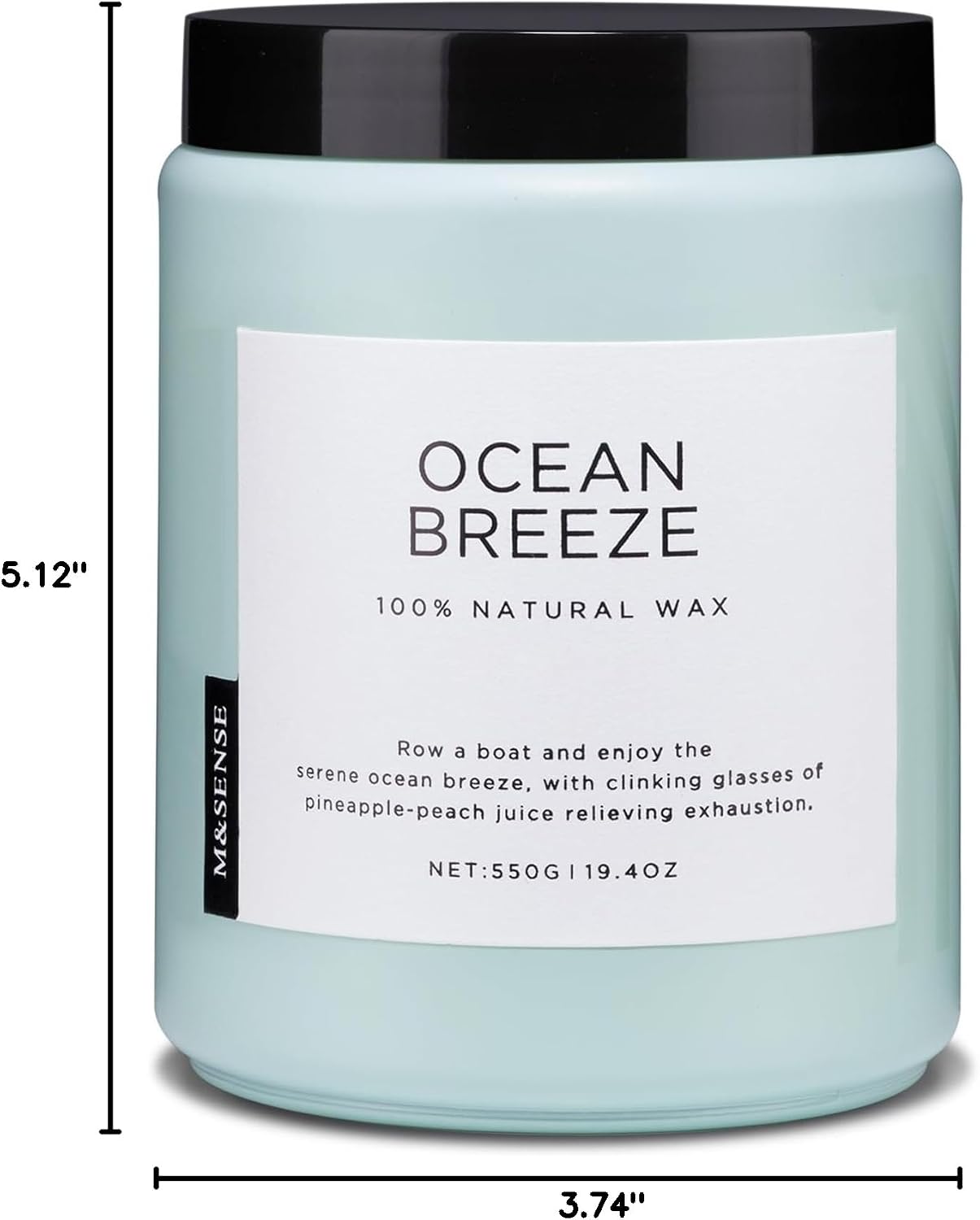 M&SENSE Candle Oceanic Breeze Home Scented, 19.4oz 110H Natural Soy Wax | Organic Non Toxic, Long Lasting, 2 Wick Pineapple & Mango Fresh Scent for Stress Relief, Aromatherapy Gifts for Women/Men - Image 10