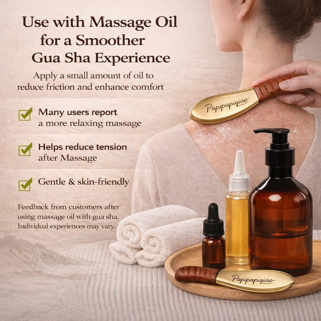 Copper Brass Gua Sha Muscle Scraper Tool with Wooden Handle – H62 Brass IASTM Soft Tissue Massage Tool for Fascia Release & Scar Tissue Relief – Deep Tissue Scraping Tool for Back & Body - Image 6