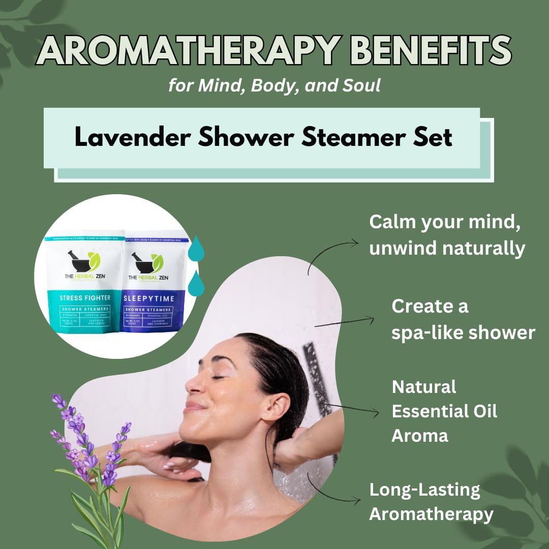 The Herbal Zen Shower Steamers Aromatherapy Gift for Women & Men - 20 Ct | Stress Fighter + Sleepytime Combo | Soothing Shower Bomb Tablets | Natural Essential Oils for Relief & Relaxation | USA Made - Image 3