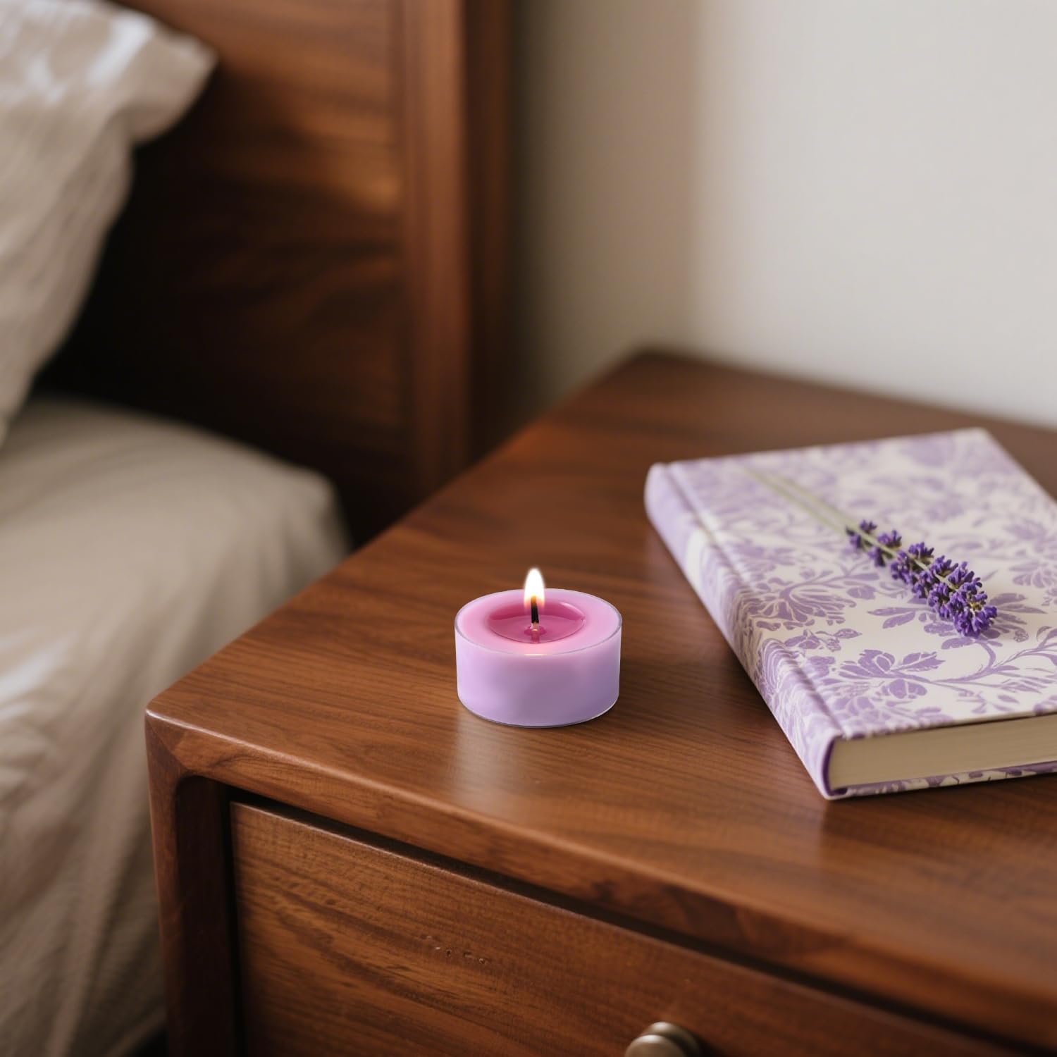 Scented Tea Lights Candles, Lavender Twilight, 48 Pack – Purple Scented Tealight Candles – 100% Palm Wax, 6 Hour Burn Aromatherapy Tea Light Votive Candle for Relaxation, Spa, Yoga, Home Decor - Image 4