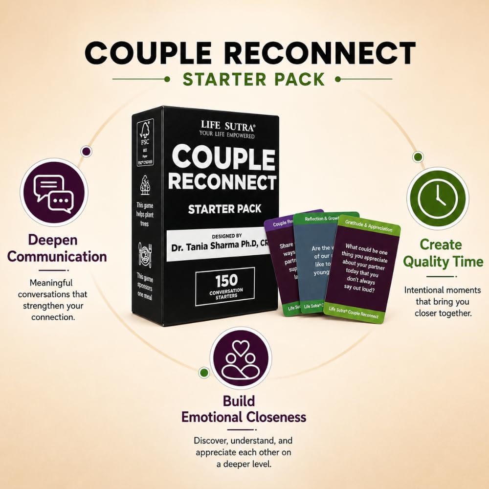 Life Sutra Couple Reconnect Card Game, 150 Conversation Cards to Build Trust, Deepen Bond & Strengthen Communication, A Therapy-Inspired Game for Married & Mature Couples & Gift for Stocking Stuffer - Image 6