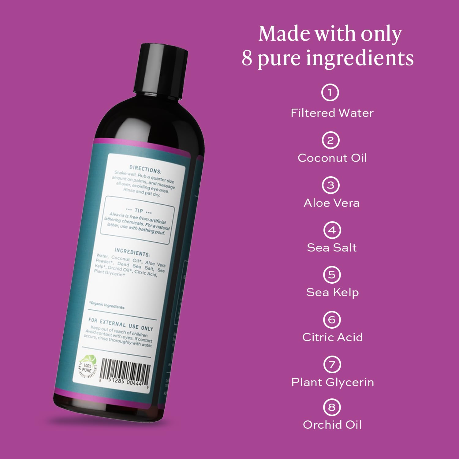 Aleavia Body Cleanse – Organic & All-Natural Prebiotic Body Wash with Pure Cold-Pressed Orchid Oil – Nourish Your Skin Microbiome – 16 Oz - Image 3