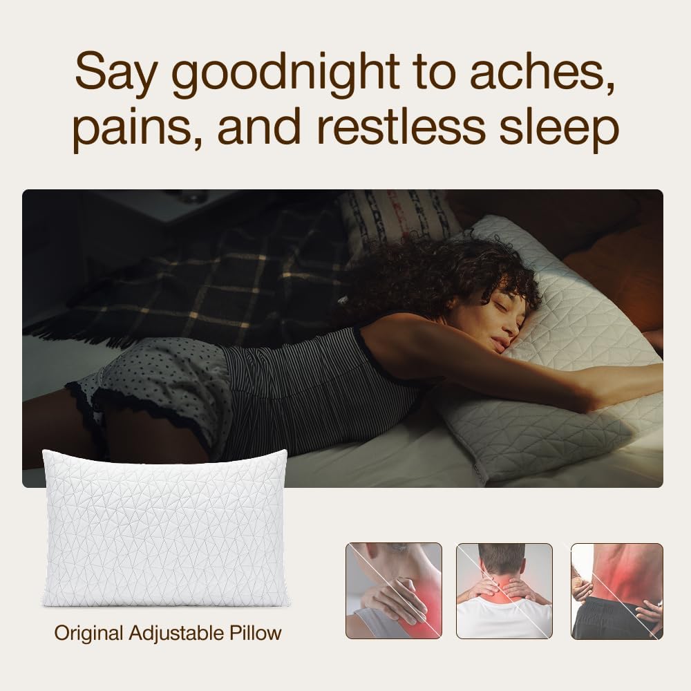 Coop Home Goods Original Adjustable Pillow, Queen Size Bed Pillows for Sleeping, Cross Cut Memory Foam Pillows - Medium Firm Back, Stomach and Side Sleeper Pillow, CertiPUR-US/GREENGUARD Gold - Image 3