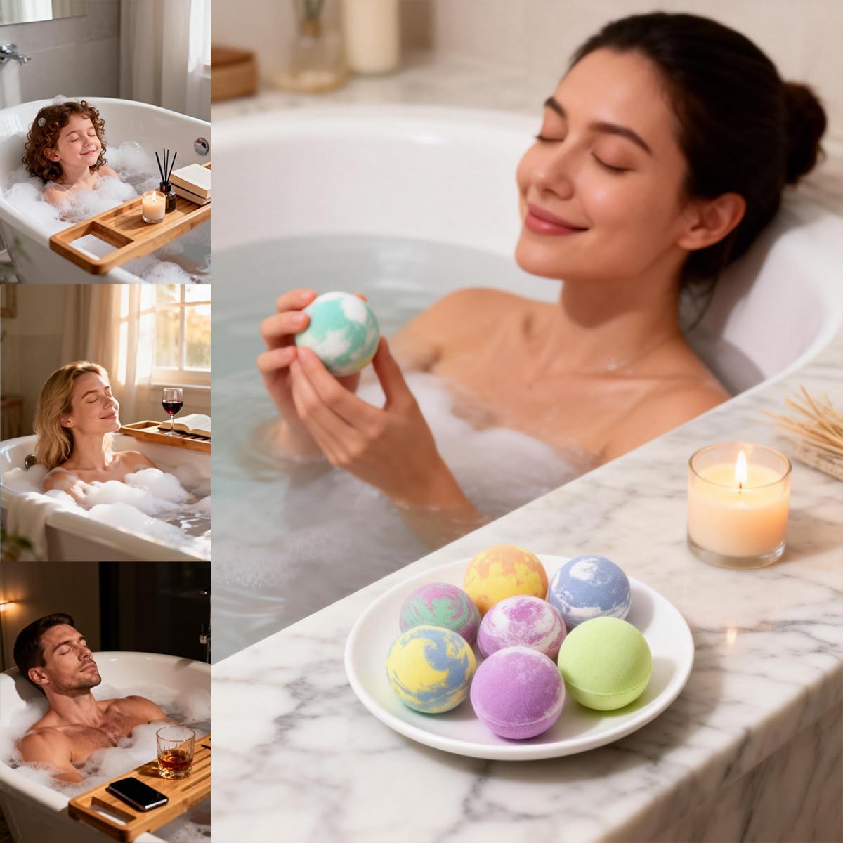 Bath Bomb Gift Set for Women, 8 Pcs Bath Bombs for Girls, Natural Bubble Bathbombs with Essential Oils, Self Care Gifts, Relaxation Spa Gift Basket,Birthday, Mothers Day Gifts for Mom, Wife, - Image 4