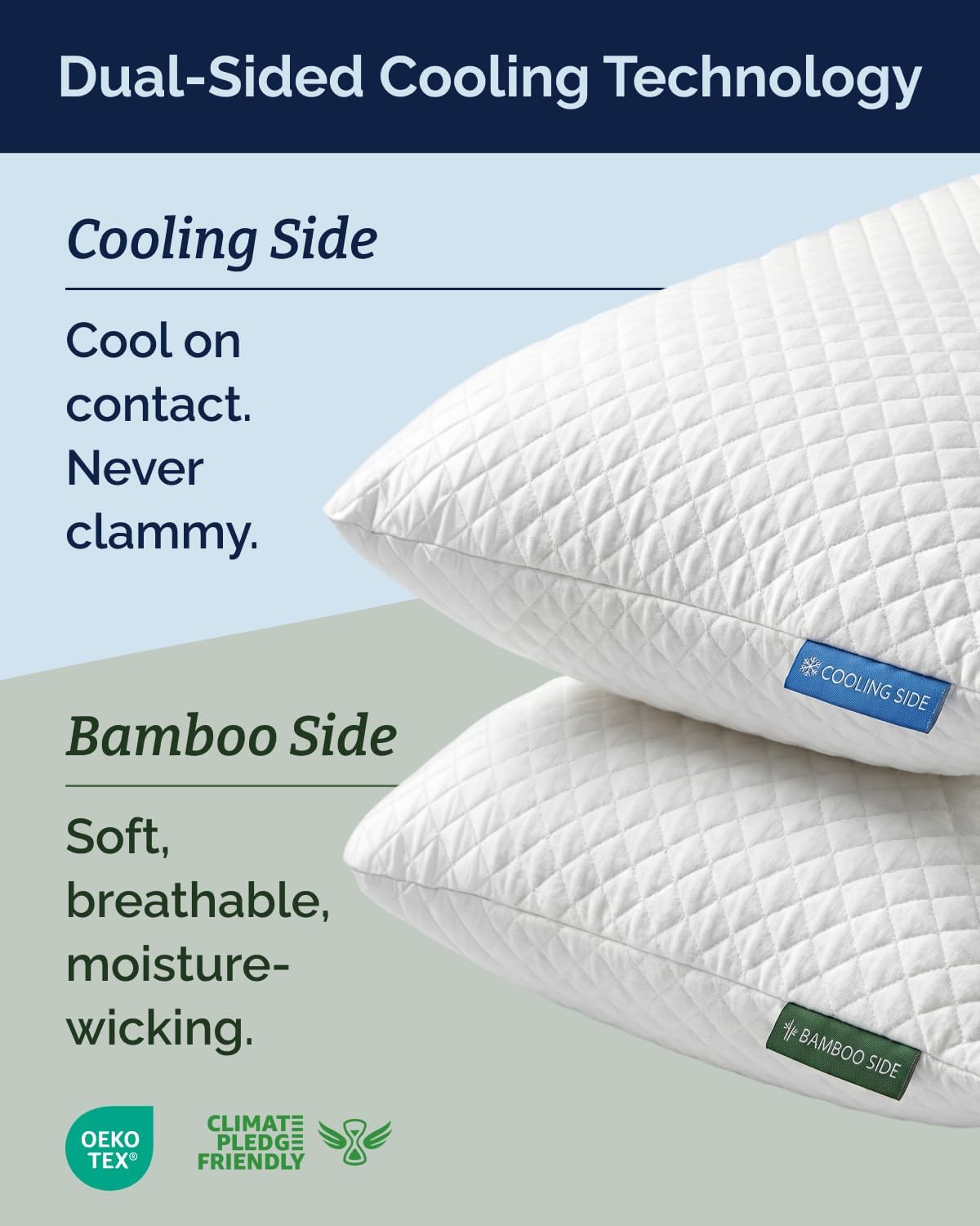 Adjustable Cooling Pillow Queen Size, Arrives Extra Full, Customizable Fill | Rayon Derived from Bamboo, Double-Sided Cooling Bed Pillow for Hot Sleepers, Adjustable Shredded Memory Foam, Soft or Firm - Image 4
