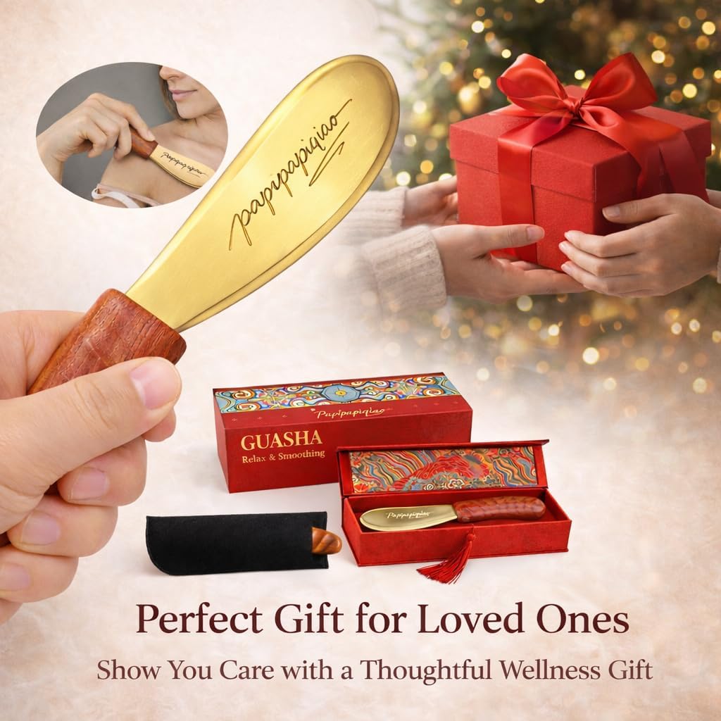 Copper Brass Gua Sha Muscle Scraper Tool with Wooden Handle – H62 Brass IASTM Soft Tissue Massage Tool for Fascia Release & Scar Tissue Relief – Deep Tissue Scraping Tool for Back & Body - Image 8