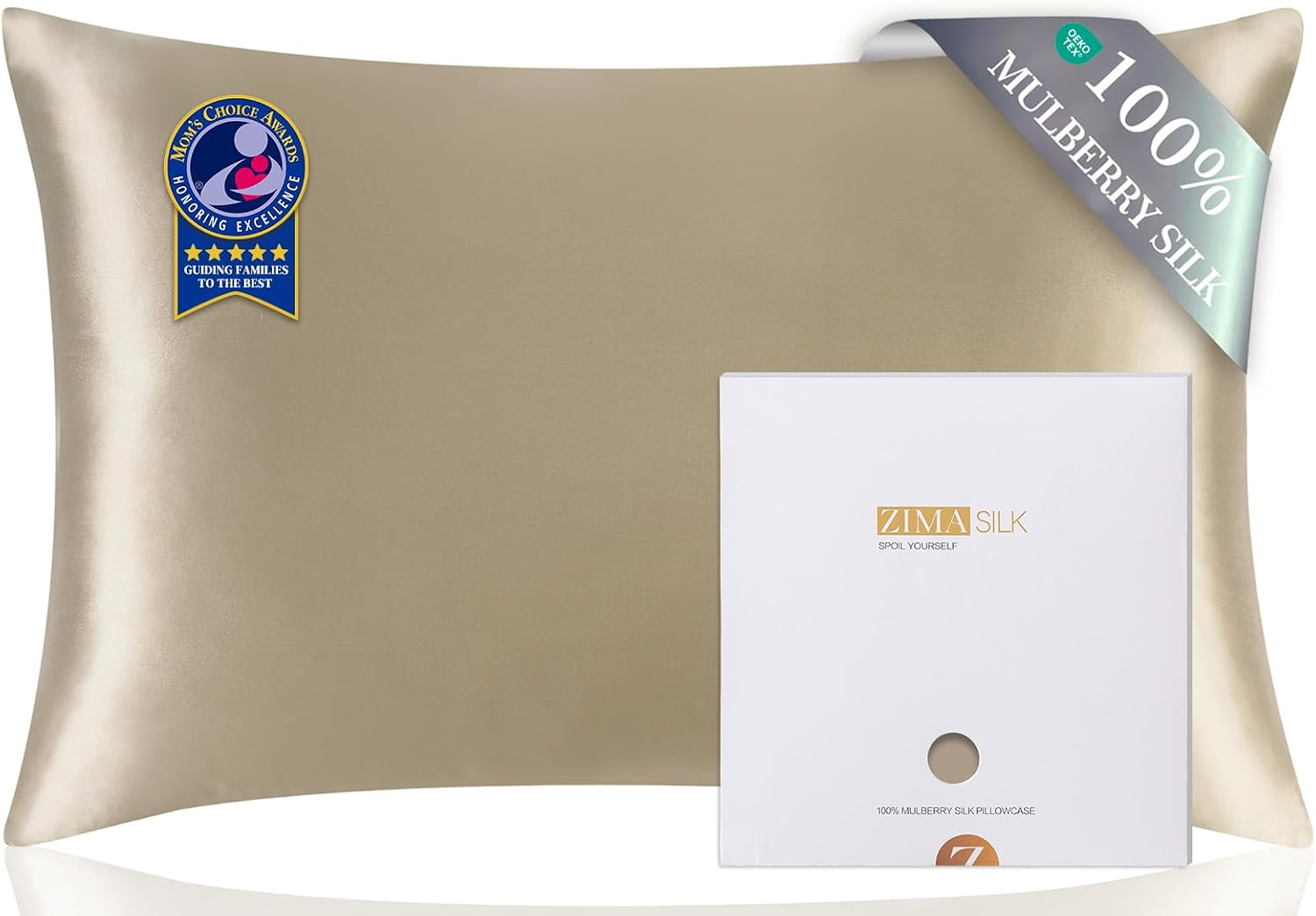 ZIMASILK 100% Pure Mulberry Silk Pillow Cases for Hair and Skin, Queen | Soft, Hypoallergenic & Smooth, Both Sides Grade 6A Silk, Hidden Zipper, Gift for Women Men, 1pc (Queen 20"x30", Taupe)