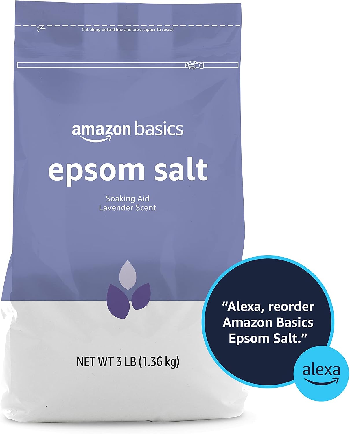 Amazon Basics Epsom Salt Soaking Aid, Lavender Scented, Relax & Relief, Resealable, 3 Pound, 1-Pack (Previously Solimo) - Image 4