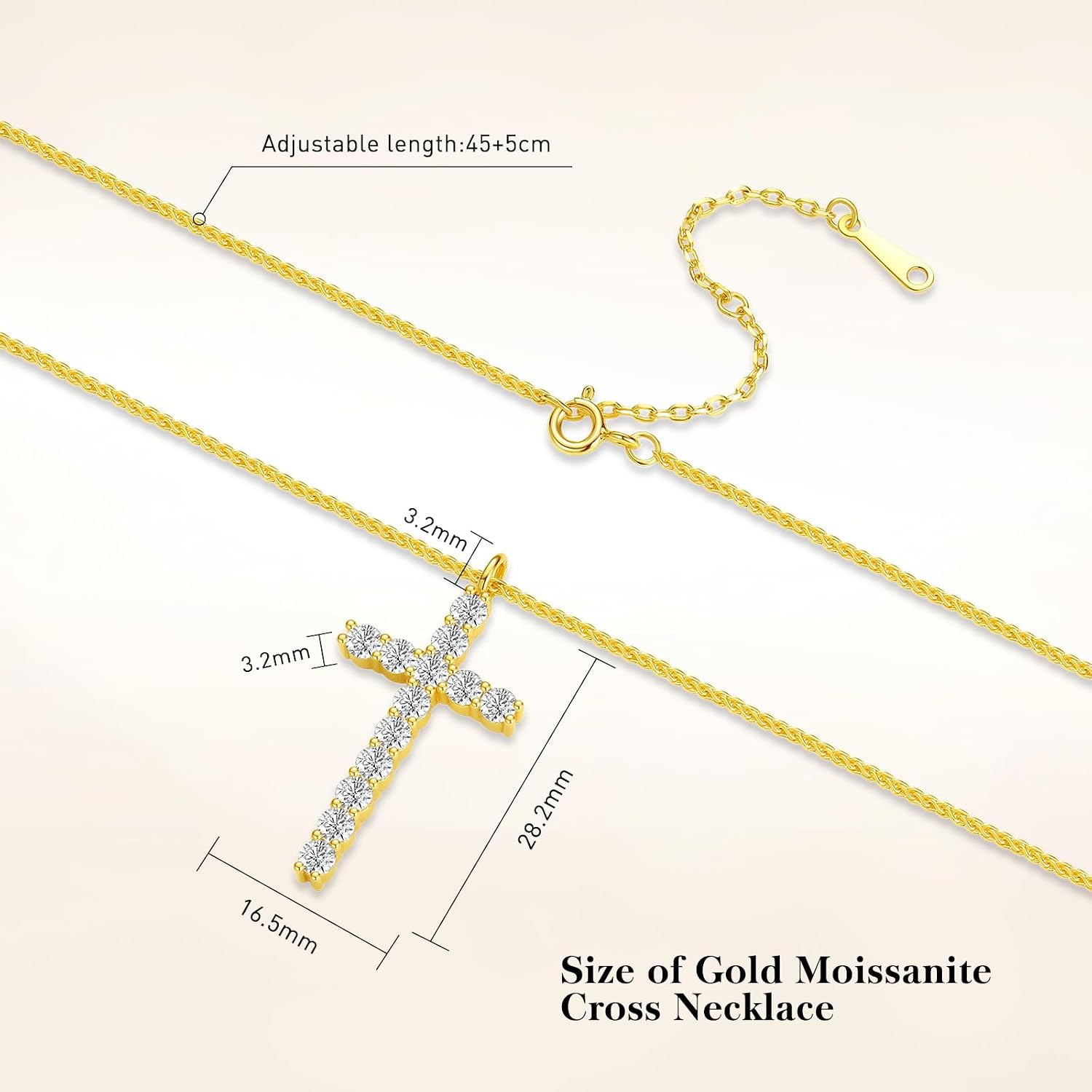 xiupen Moissanite Cross Necklace for Women Birthday Gifts for Wife Wedding Anniversary Jewelry for Her Christmas Mothers Day Gift for Mom Girlfriend - Image 5
