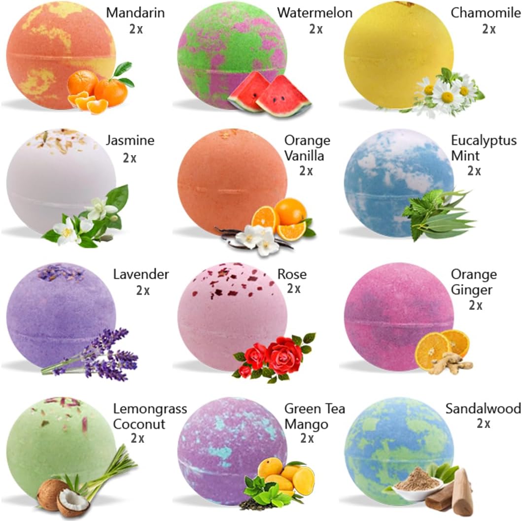 Bath Bombs for Women Gift Set, 24 Natural & Organic Bath Bombs for Girls | BathBombs w/Essential Oils & Moisturizing Shea Butter, Spa Birthday Gift, Selfcare Gifts, Women, Teen Girls, Bridesmaid Gift - Image 3