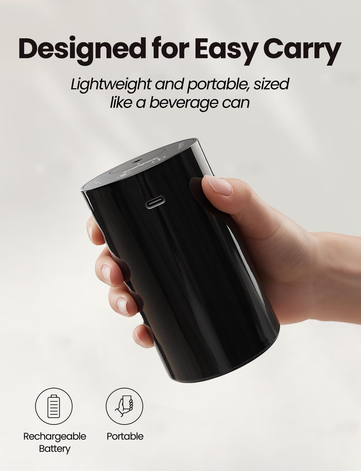 Waterless Essential Oil Diffuser, Portable Aromatherapy Diffuser with 20mL Capacity, Battery Operated Mini Scent Diffuser,3 Mist Levels & Timers, Leak-Free, for Home, Car, Office (Black) | 20mL Capacity, Battery Operated, Mini Scent Diffuser, 3 Mist Levels, Timers, Leak-Free for Home, Office & Travel - Image 5