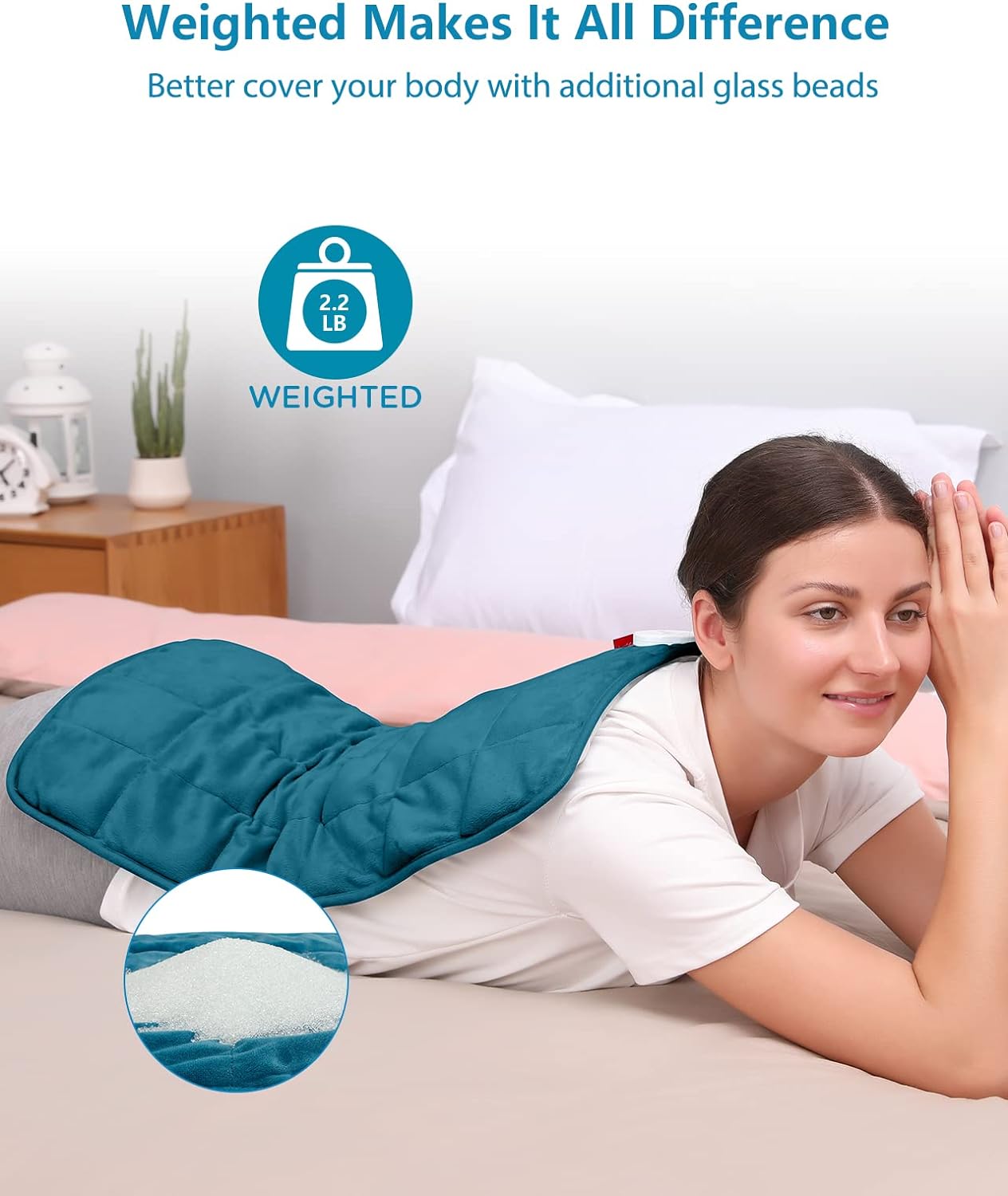Comfytemp Weighted Heating Pad for Back & Period, FSA Eligible HSA, 12 x 24 | 2.2 lb, Electric Heating Pad for Neck Shoulders, Birthday Gifts for Women Men Mom Dad, HSA Approved, 2H Auto-Off, Washable - Image 3
