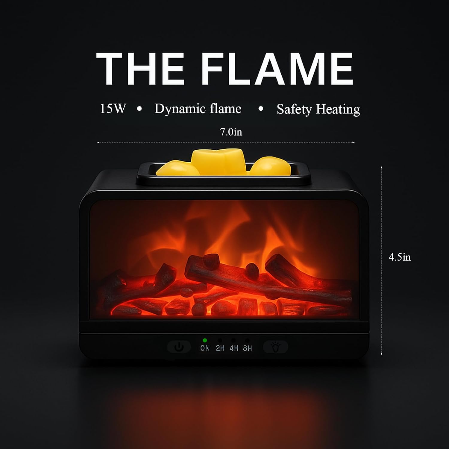 MeplLivs Dynamics Flame Fireplace Electric Wax Melt Warmer PTC Heating Plate Monochromatic Wax Burner Fragrance Wax Warmer for Home Office Gifts & Decor(Black) - Image 2
