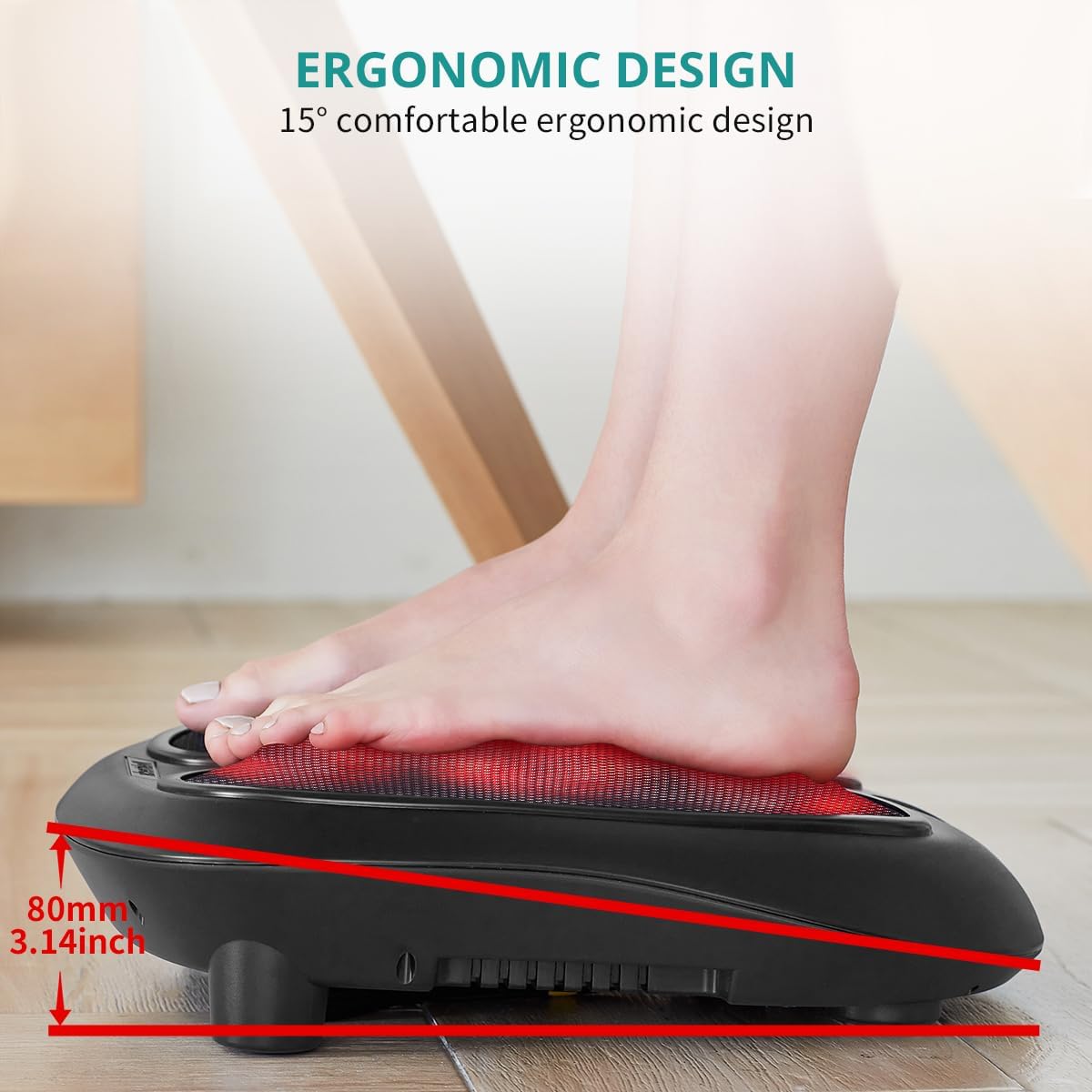 Nekteck Foot Massager with Heat, HSA Eligible FSA Massage Tools Gifts | Shiatsu Heated Electric Kneading Foot Massager Machine for Plantar Fasciitis, Built-in Infrared Heat Function and Power Cord - Image 7